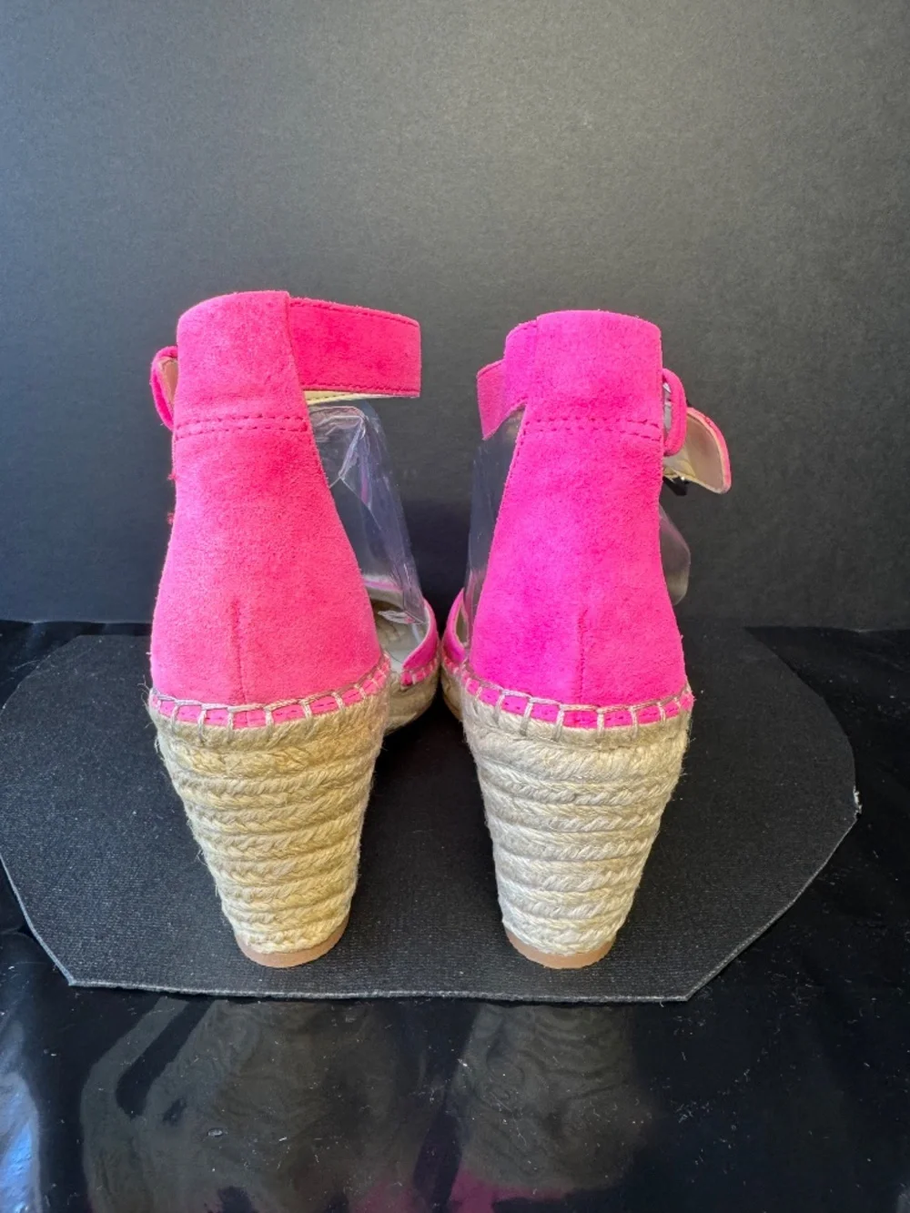 Vince Camuto Pink Suede Espadrille Wedge Sandals Ankle Strap Size 6.5